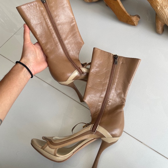 Prada Leather Sandal Heeled Boots - Picture 3 of 5